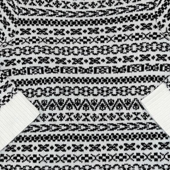 NWT Ann Taylor Winter White and Black Fairisle Turtleneck Soft Sweater - SMALL - Picture 6 of 8